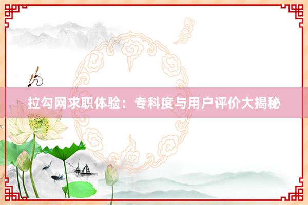 拉勾网求职体验：专科度与用户评价大揭秘