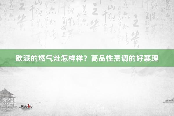 欧派的燃气灶怎样样？高品性烹调的好襄理